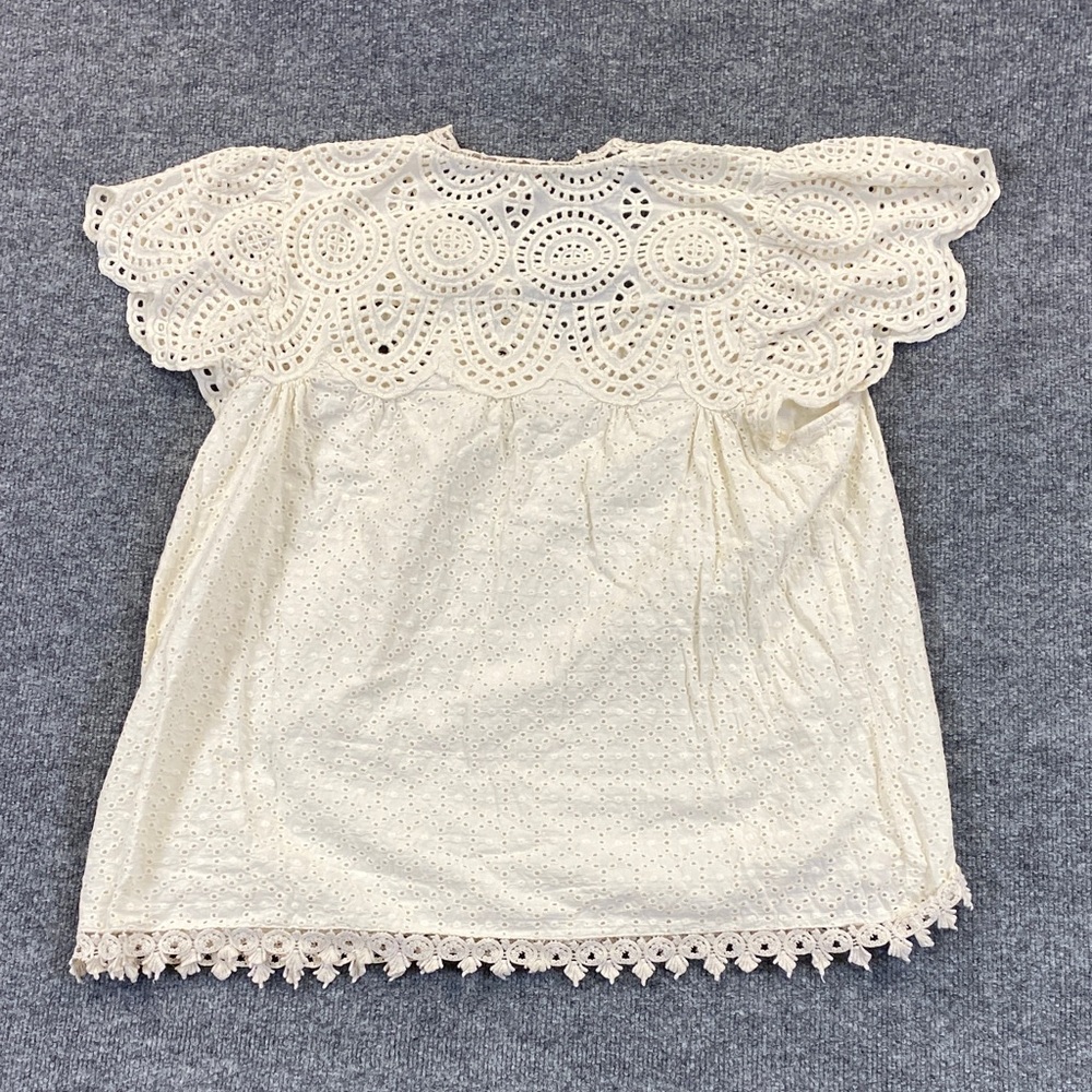 Lace Eyelet Tie-Neck Blouse in Cream Jennifer‎ & Grace 1X - Picture 8 of 9
